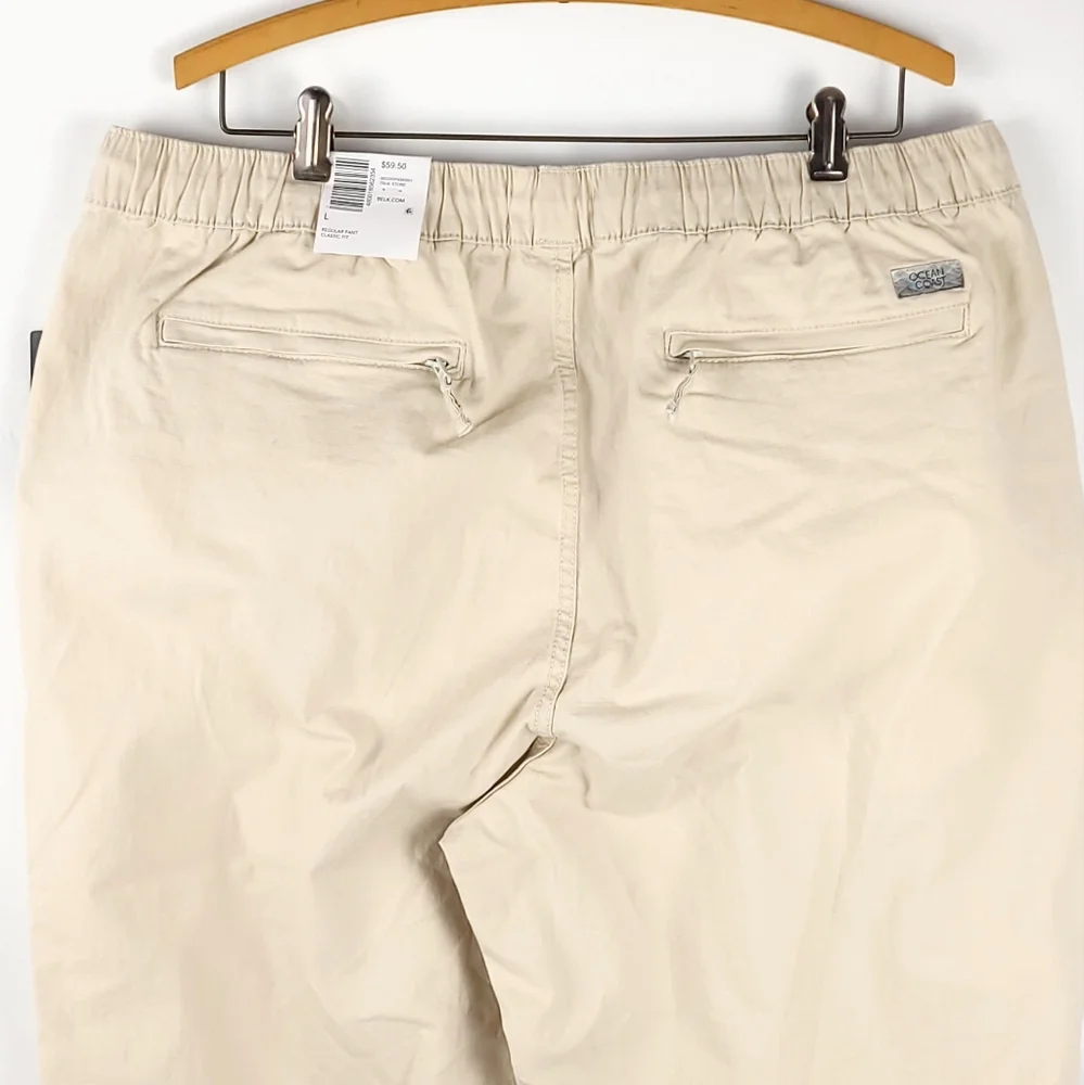 Ocean Coast Draw String Elastic Waist Cuffed Athleisure Nautical Large Pant